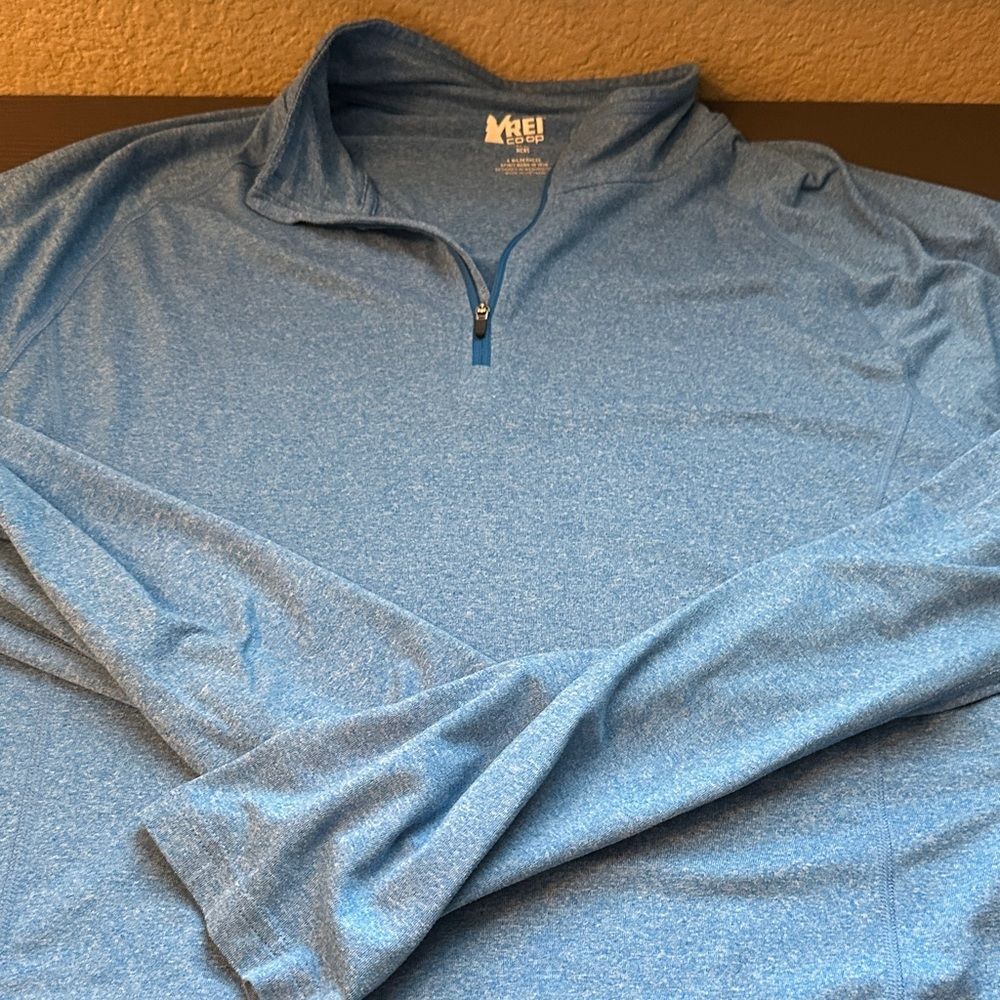 REI Light Blue Heathered Performance Pullover with 1/4 Zip Size XL